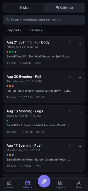 REPutation history screen